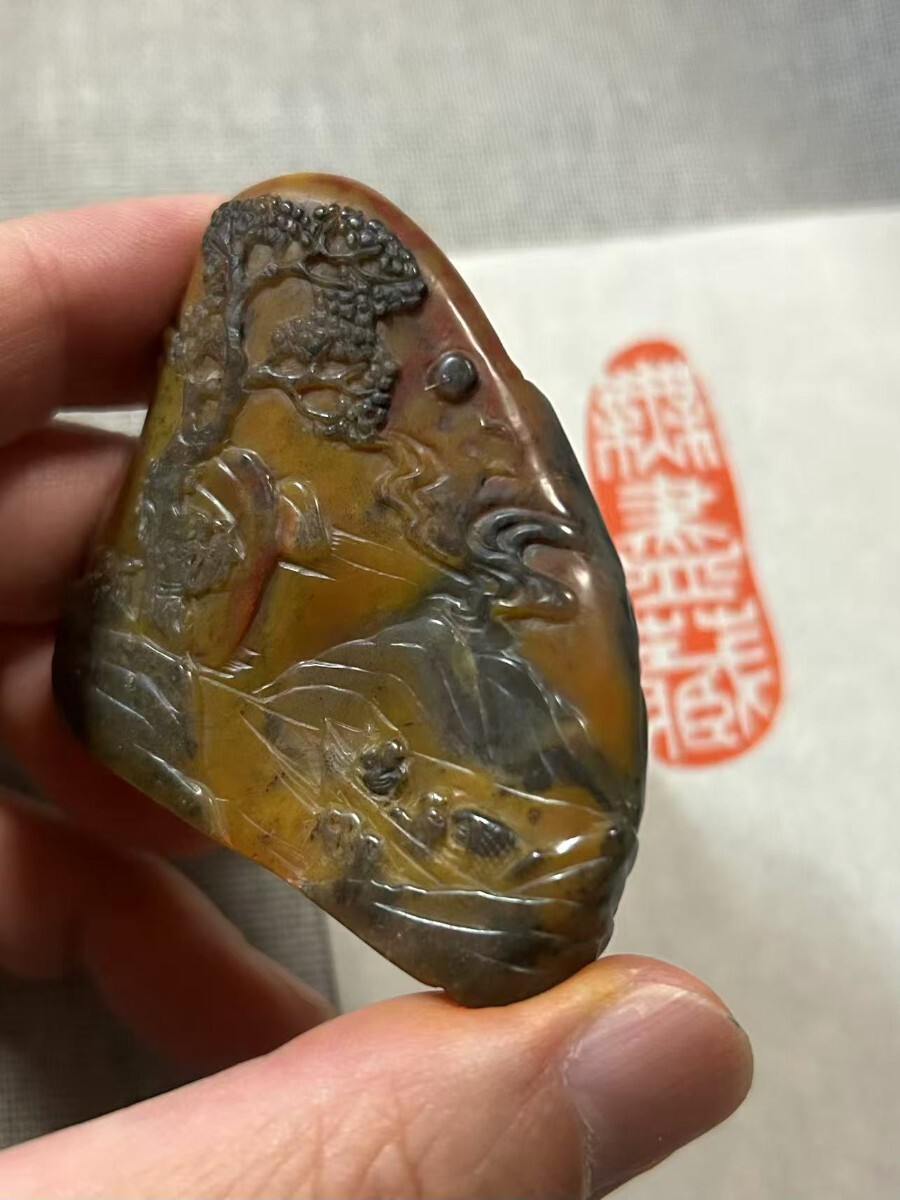 烏鴉皮 田黄 遊印 石印材 保管品コレクション 篆刻 書道 印材 中国美術 印章 印鑑 検:寿山石 鶏血石 田黄石 青田石拍卖