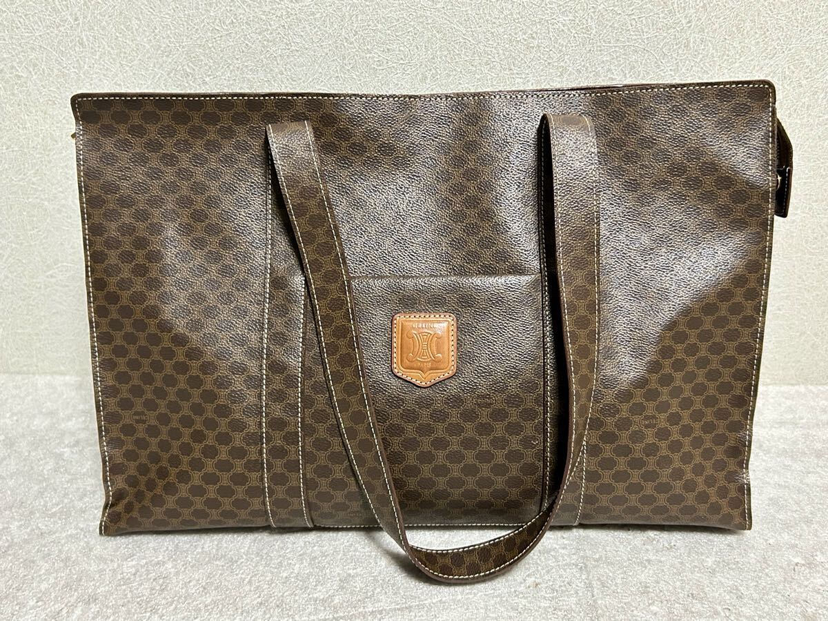 CELINE セリーヌ マカダム柄 ショルダーバッグ 肩掛け ブラウン拍卖