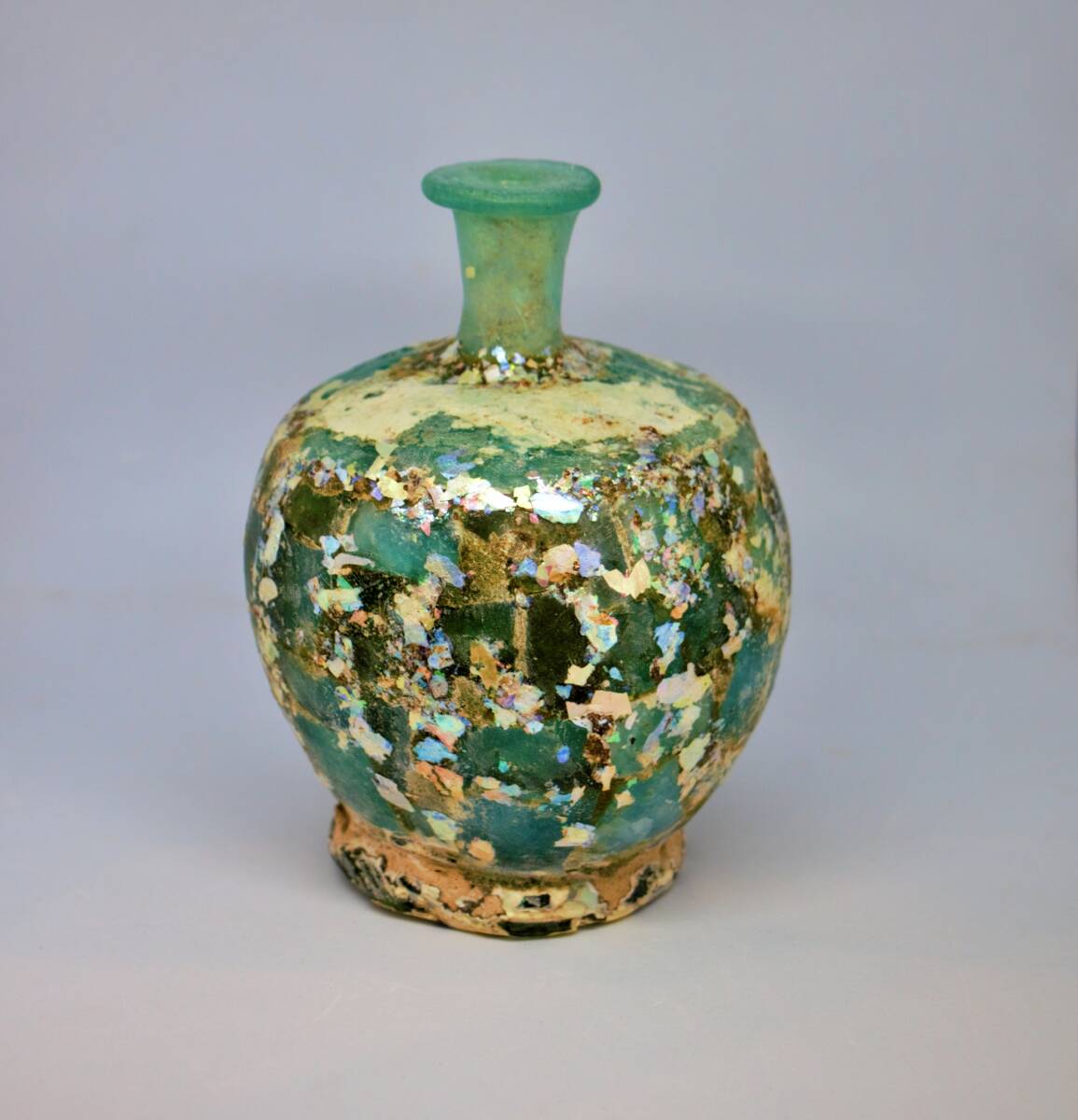 古代ガラス ローマン銀化グラス 壺 瓶 アフガニスタン出土 紀元3~4世紀頃 300g拍卖