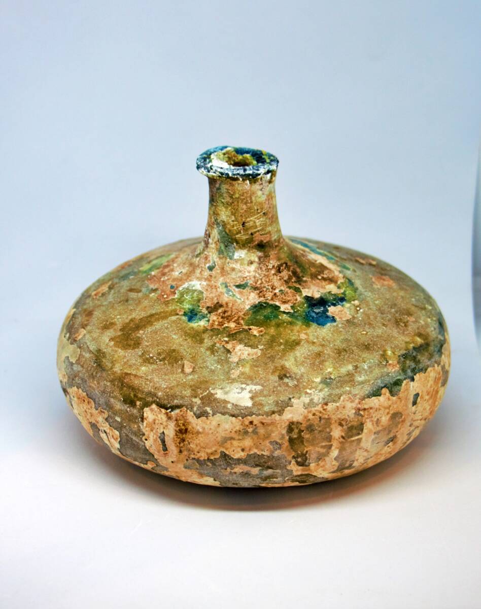 古代ガラス ローマン銀化グラス 壺 瓶 アフガニスタン出土 紀元3~4世紀頃 373 g拍卖