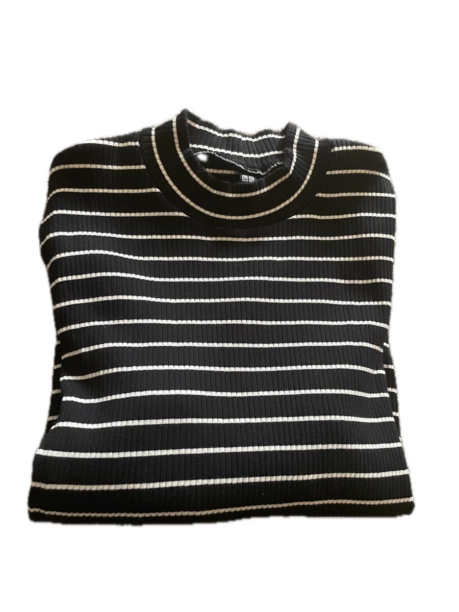 ◆ボーダー ユニクロ UNIQLO カットソー 長袖 ボーダー リブ素材 XL 美品◆拍卖