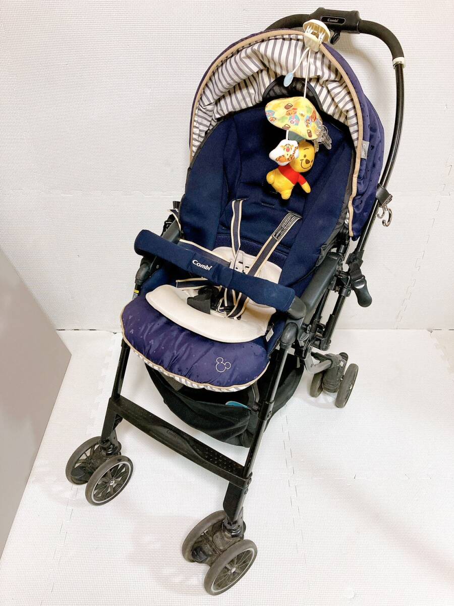 ★Combi コンビ ベビーカー 16645 CWLメチャャカル ハンディオート4キャス エッグショック HG ミッキーマウス ネイビーストライプ拍卖