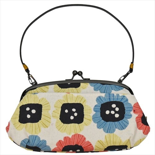 おしゃれなビッグフラワーがま口2WAY ショルダーバッグ/ベージュ拍卖