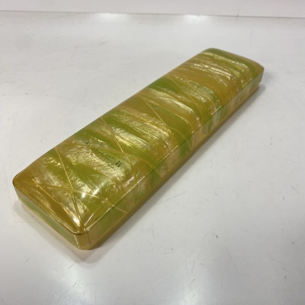イカリボシ セルロイド 筆箱 樹脂製 ペンケース マーブル シェル調 レトロ 文房具 古雑貨 古道具 当時物 コレクション拍卖