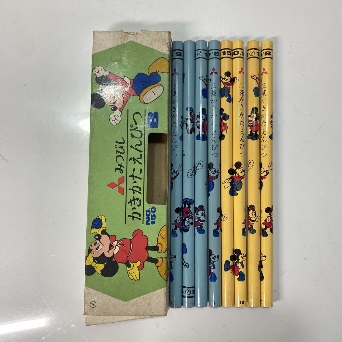 みつびし鉛筆 三菱150 B 8本 紙箱 ディズニーかきかた えんぴつ ミッキー ミニー レトロ 筆記道具 古雑貨 当時物 コレクション拍卖