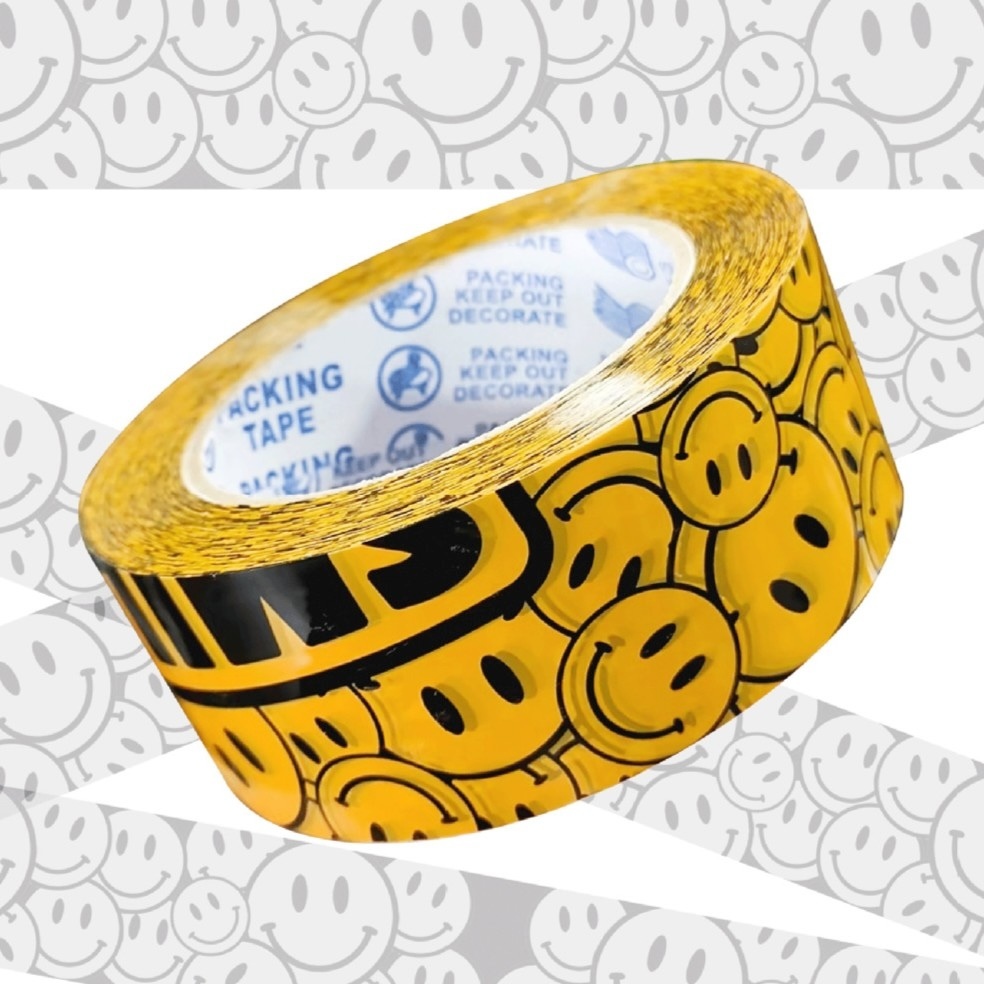 スマイル イエロー OPPテープ 3巻セット 梱包 パッキング ラッピング拍卖