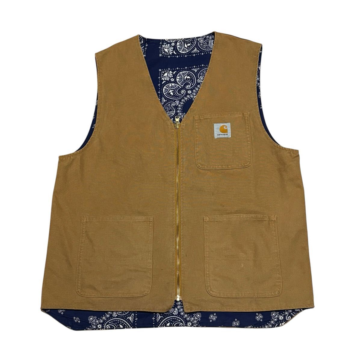 Carhartt カーハート ダックベスト リバーシブル ペイズリー柄 Lサイズ拍卖