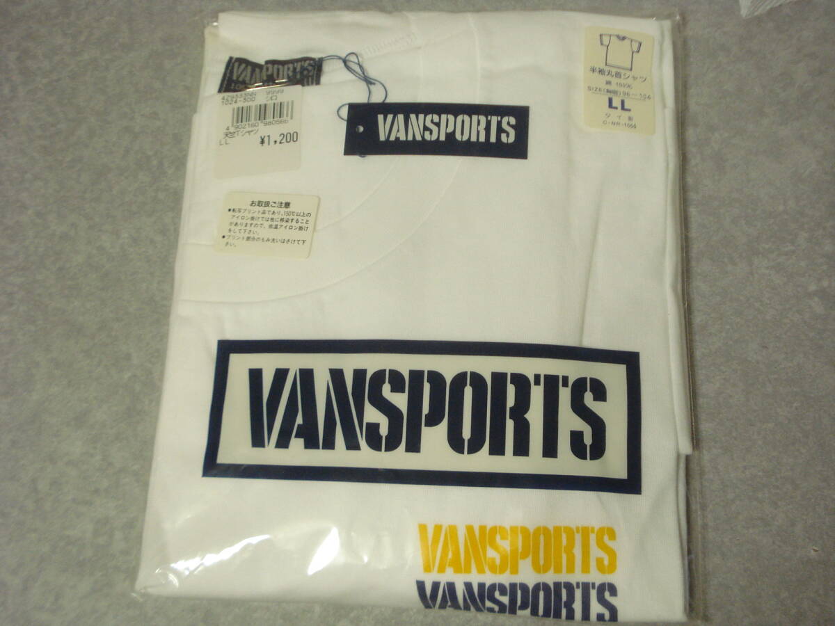 ☆ VAN SPORTS 半袖 丸首シャツ LLサイズ☆ 白 ホワイト 天竺 Tシャツ ※未使用 汚れ有拍卖