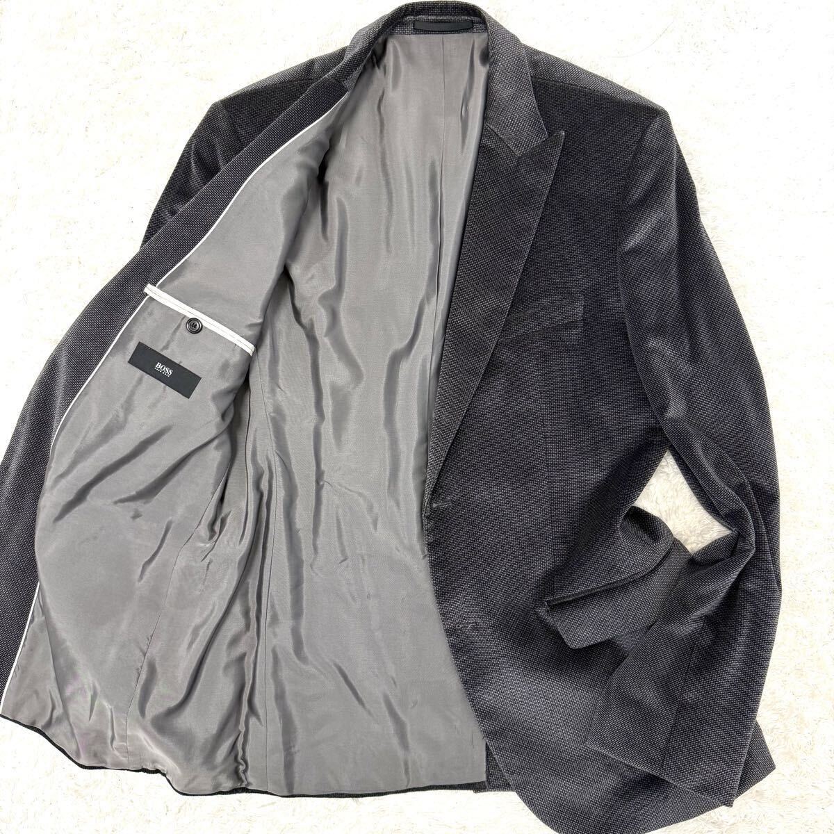 ヒューゴボス 52サイズ テーラードジャケット ベロア HUGO BOSS 大きいサイズ ジャケット スーツ XL 上着 ブレザー拍卖