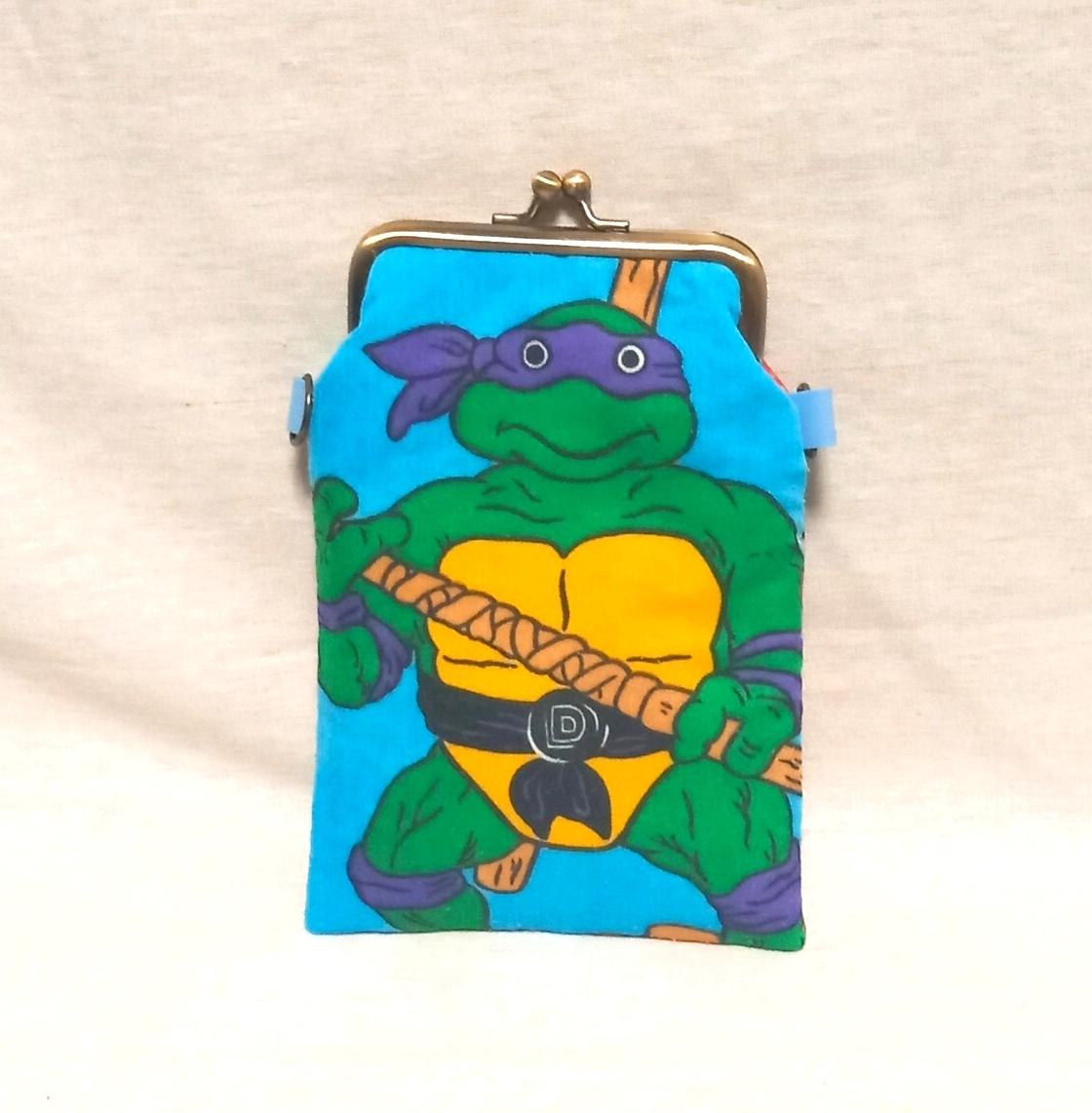 手作り☆がま口ポーチ☆スマホポーチ☆横14×高さ19cm☆ミュータントタートルズ☆ヴィンテージ拍卖