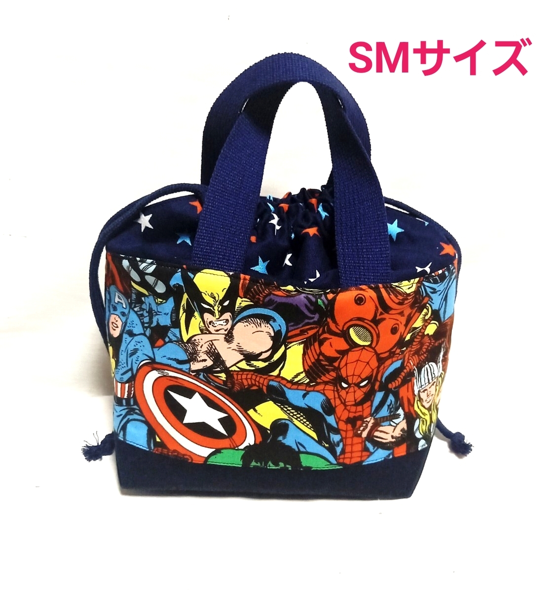 手作り☆保冷保温お弁当袋☆SMサイズ☆アベンジャーズ☆マーベル☆スパイダーマン拍卖