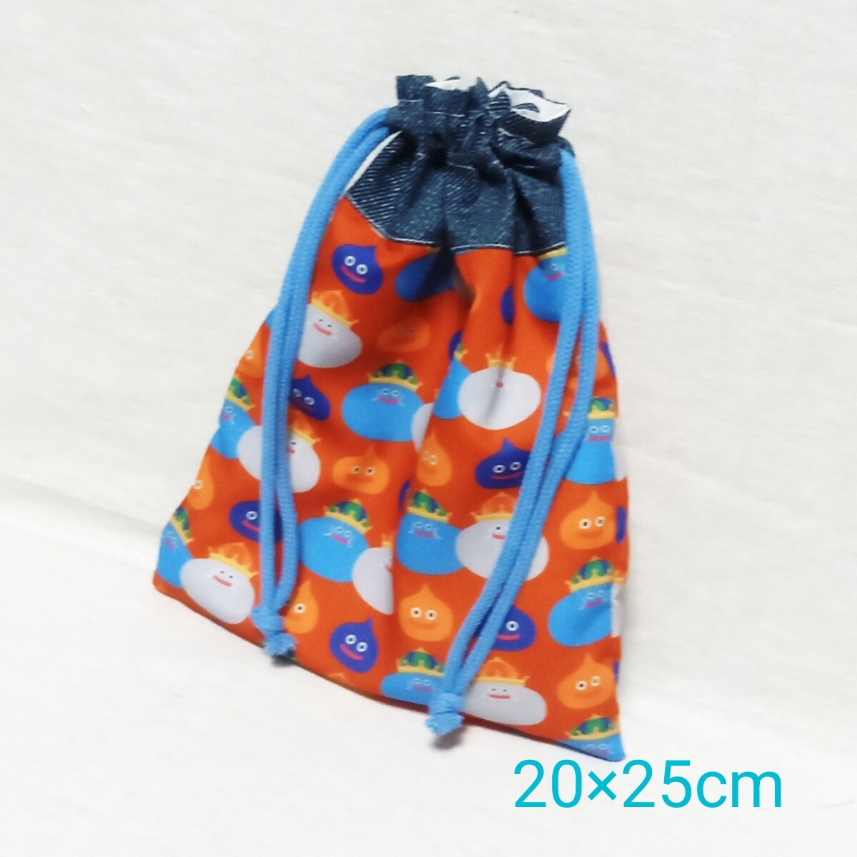 手作り☆巾着袋☆給食袋☆20×25cm☆スライム☆赤☆レア拍卖