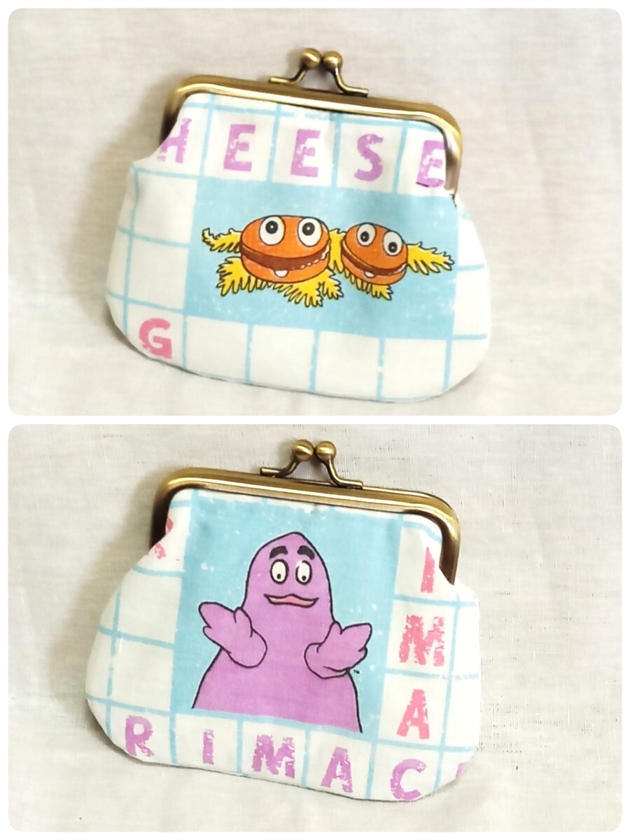 手作り☆がま口ポーチ(10cm)☆マクドナルド☆ヴィンテージ☆チーズバーガー&グリマス拍卖