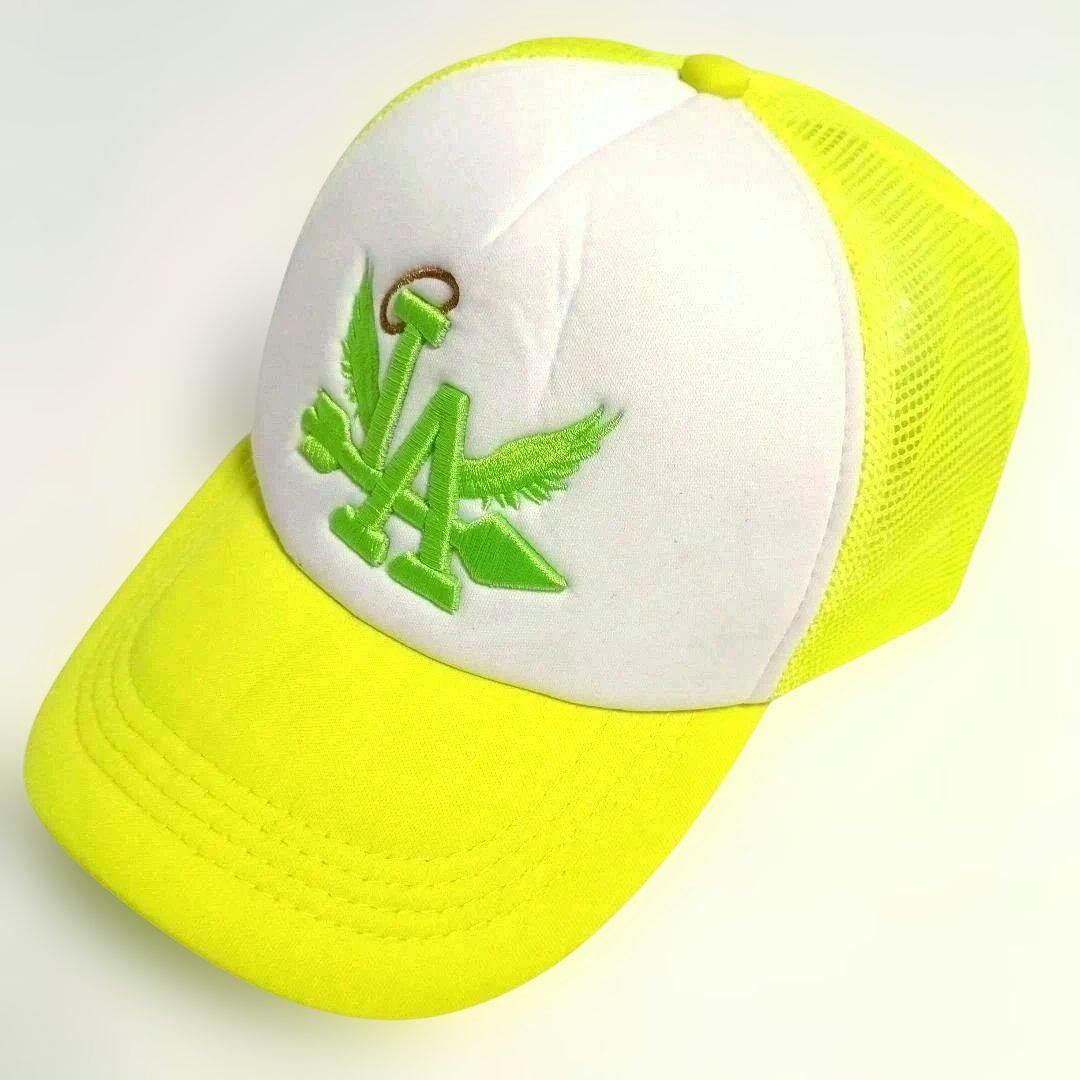 新品 LA 蛍光イエロー メッシュ キャップ 野球帽 帽子 ユニセックス メンズ レディース アメカジ ストリート拍卖