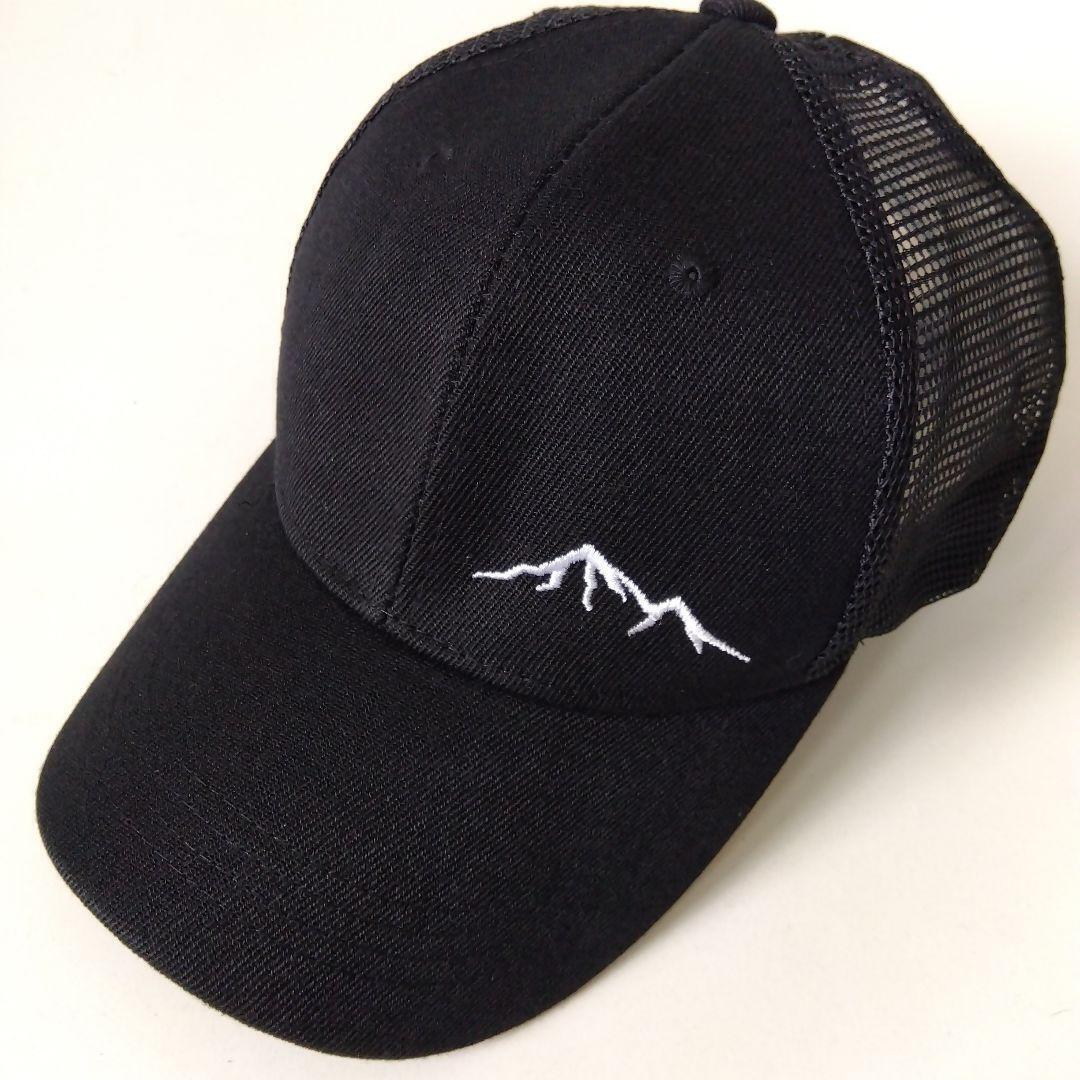 新品 山 刺繍 メッシュ キャップ 野球帽 帽子 黒 ブラック ユニセックス メンズ レディース ユニセックス アメカジ ストリート拍卖
