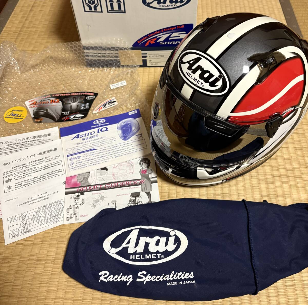 アライ Arai ヘルメット 59・60cmAstro IQ Shield Type SAI バイク用品アライマークに1〜2mmキズありおまけシールドあり バイク用品拍卖