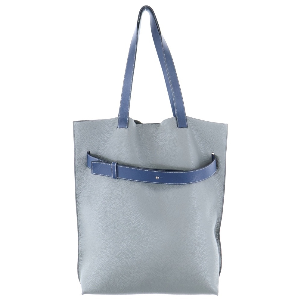 LOEWE ロエベ VERTICAL TOTE バーティカル レザー トートバッグ グレー/ブルー拍卖