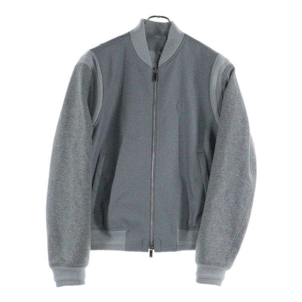 DIOR (ディオール) CD Icon エンボスロゴ ウール切替 ジップアップレザーブルゾン テディジャケット グレー 513L434A0700_C888拍卖