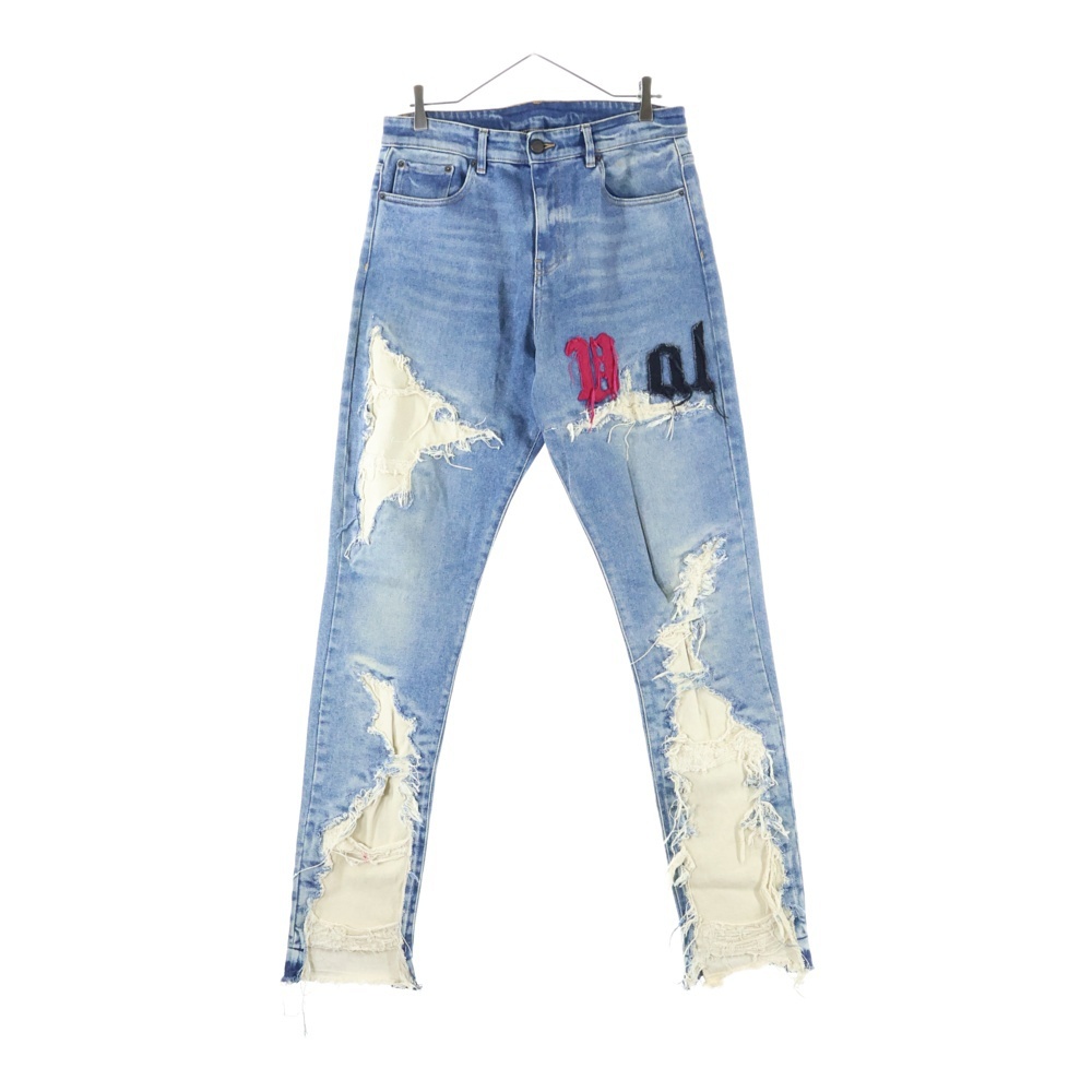VAL.KRISTOPHER ヴァルクリストファー EXPOSED DENIM ダメージ加工 デニムパンツ ジーンズ インディゴ拍卖