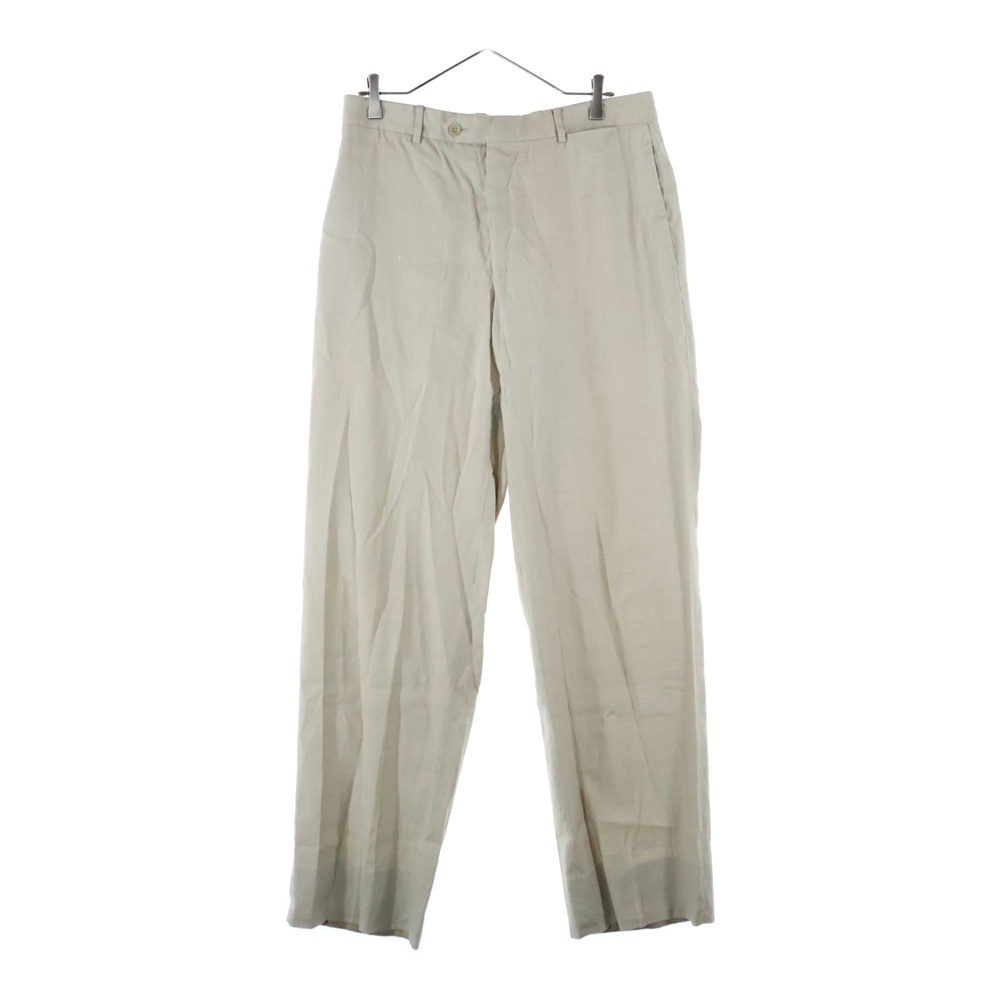 HERMES エルメス レーヨン混 リネン ノータック スラックスパンツ トラウザーズ ベージュ 02503.097拍卖