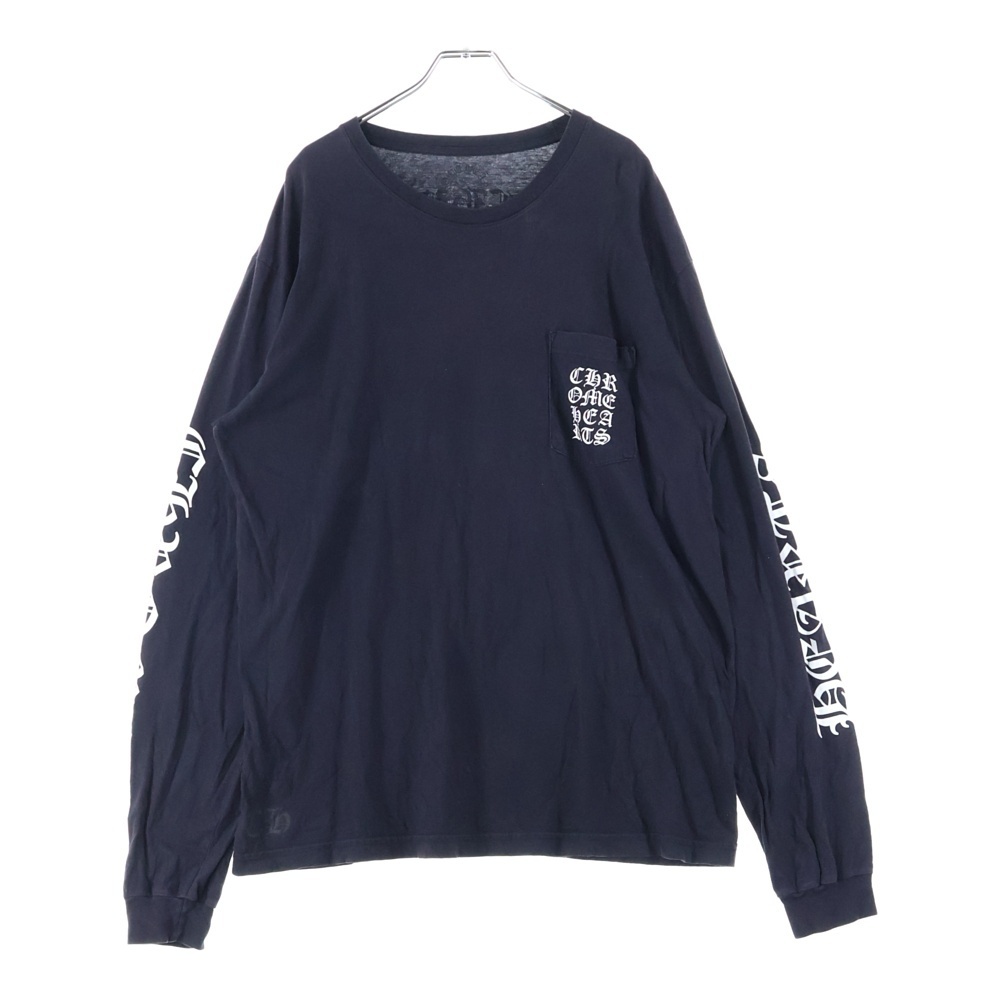 クロムハーツ Vertical Logo Tee ヴァーティカルロゴ 長袖Tシャツ 胸ポケットロゴ バックロゴ 長袖カットソー ホワイト/ブラック拍卖
