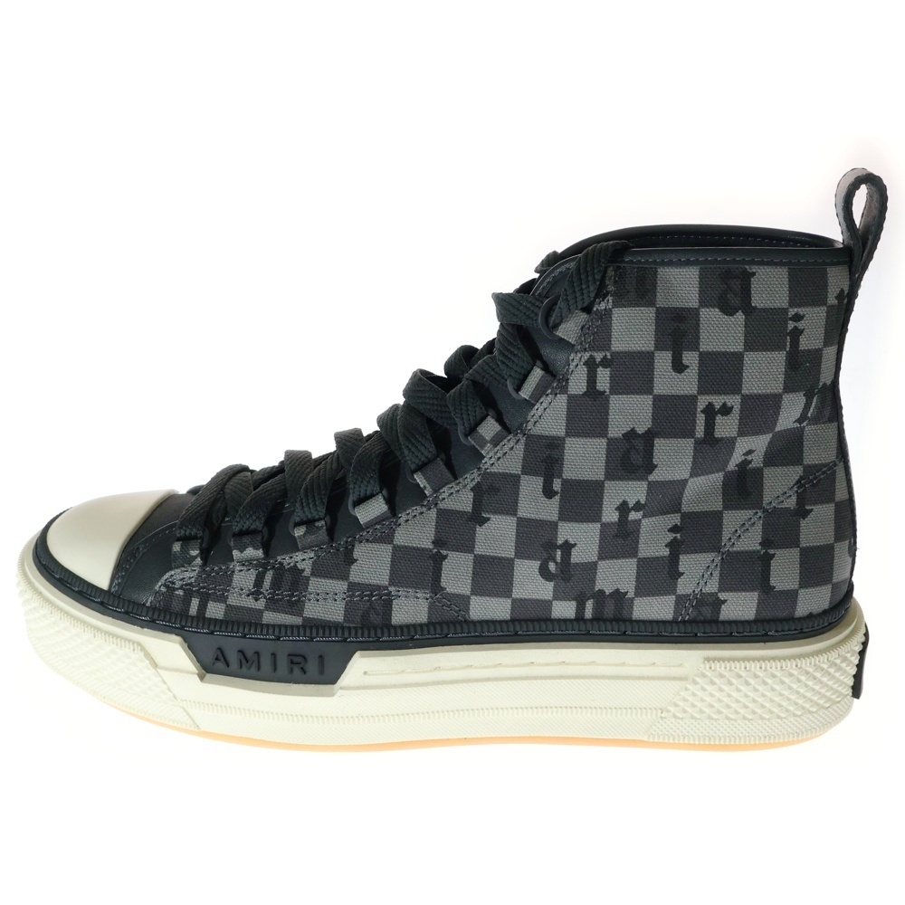 AMIRI アミリ Old English Court Hi Sneakers キャンバス オールドイングリッシュ ハイカット スニーカー グレー拍卖