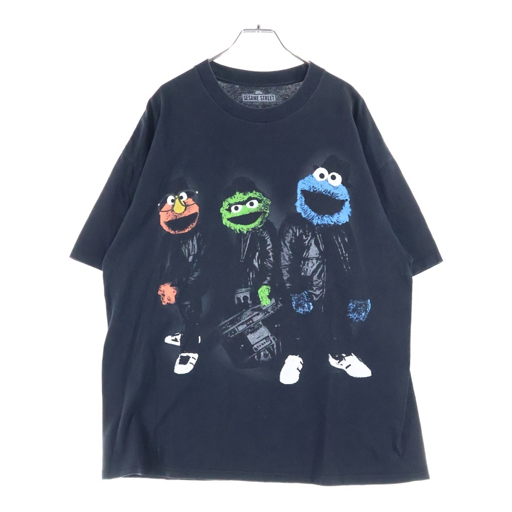 VINTAGE ヴィンテージ SESAMI STREET セサミストリート フロントプリント クルーネック半袖Tシャツ カットソー ブラック拍卖