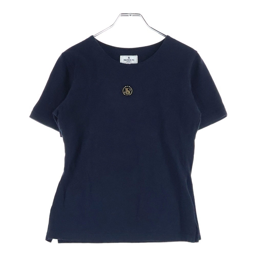 VALENZA PO ヴァレンザポー ワンポイントロゴ刺繍 クルーネック 半袖Tシャツ カットソー ネイビー レディース拍卖