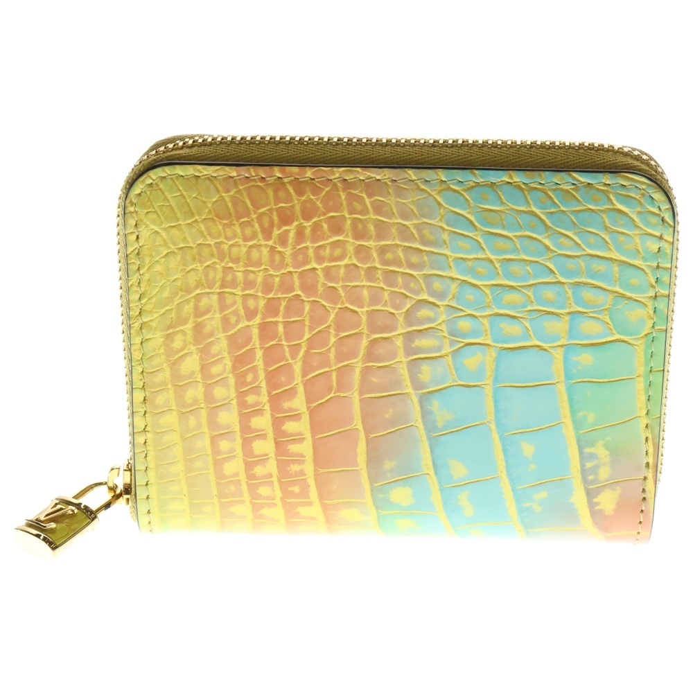 ルイヴィトン クロコダイル ジッピーコインパース 型押し コインケース 財布 ウォレット イエロー マルチカラー ゴールド金具拍卖