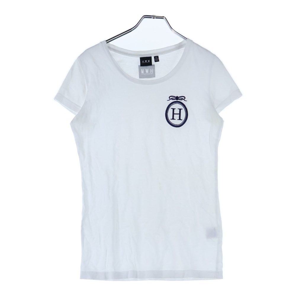 HOLLYWOODMADE ハリウッドメイド Hロゴ刺繍 クルーネック 半袖Tシャツ カットソー ホワイト拍卖