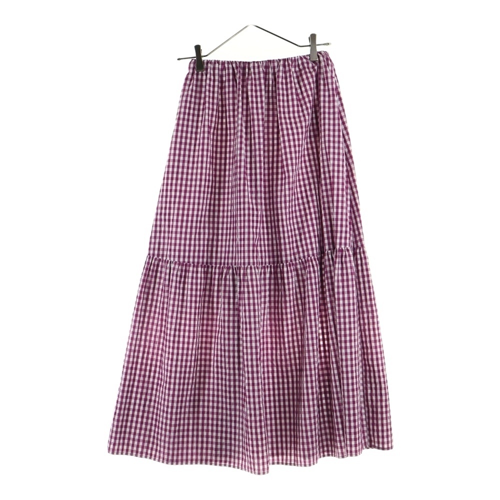 agnes b. アニエスベー ギンガムチェック ロングスカート レディース パープル/ホワイト拍卖