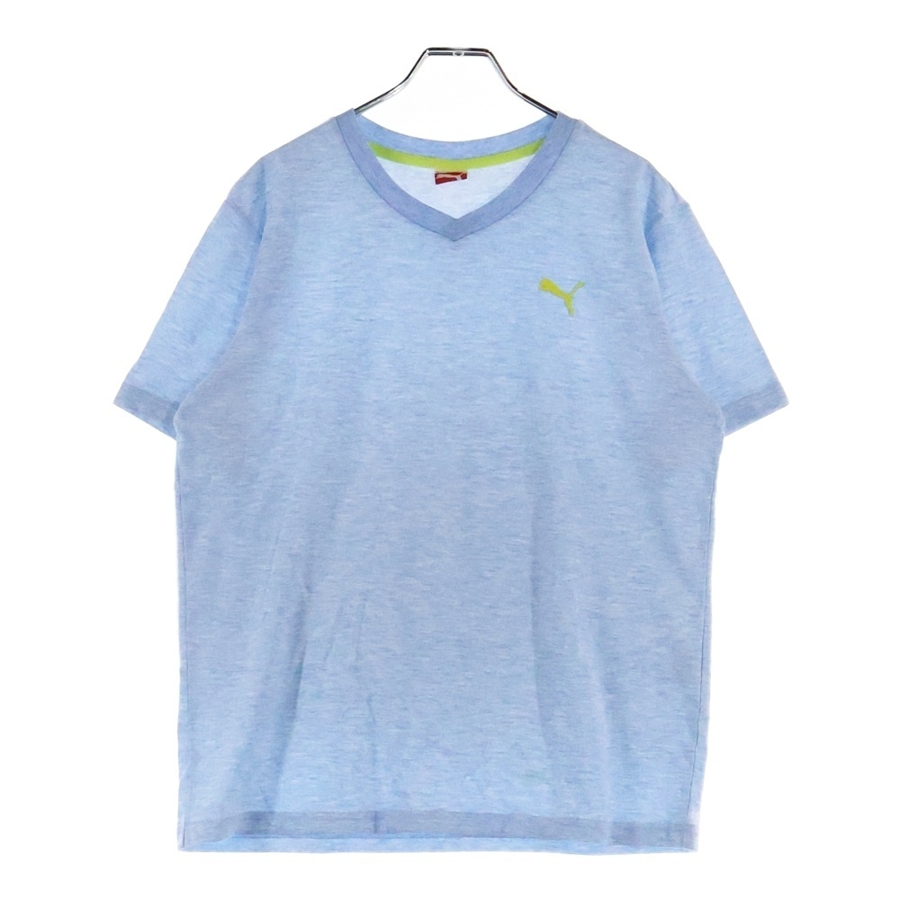 PUMA プーマ ロゴパッチ クルーネック半袖カットソー ブルー拍卖