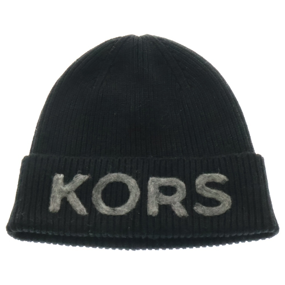 MICHAEL KORS マイケルコース フロントロゴ刺繍ニット帽 ビーニー ブラック 539679拍卖