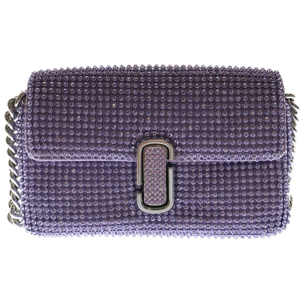 MARC JACOBS マークジェイコブス ラインストーン チェーンショルダーバッグ パープル シルバー金具拍卖