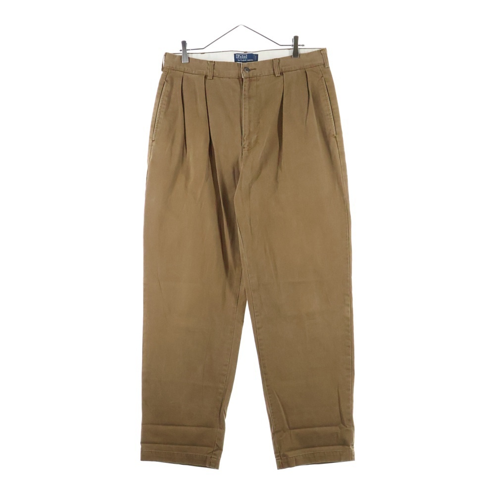 POLO RALPH LAUREN ポロラルフローレン 2タックコットンワイドストレートチノパンツ ブラウン拍卖