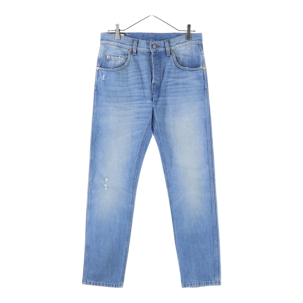 GUCCI グッチ ダメージ加工 ウォッシュドデニム テーパードパンツ インディゴ 408637 XDBK7拍卖