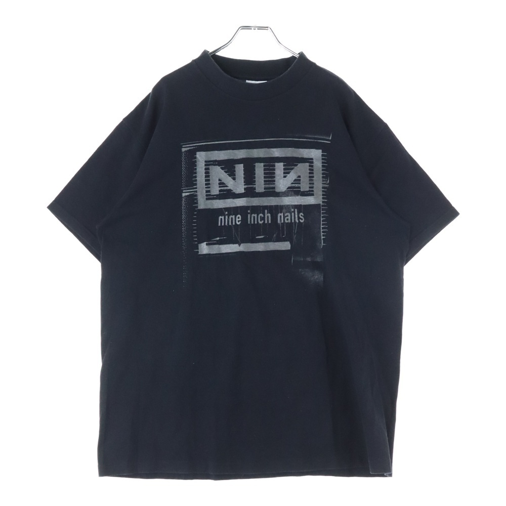 VINTAGE ヴィンテージ 90S NINE INCH NAILS NOTHING BOX LOGO ナインインチネイルズ プリント 半袖Tシャツ ブラック拍卖