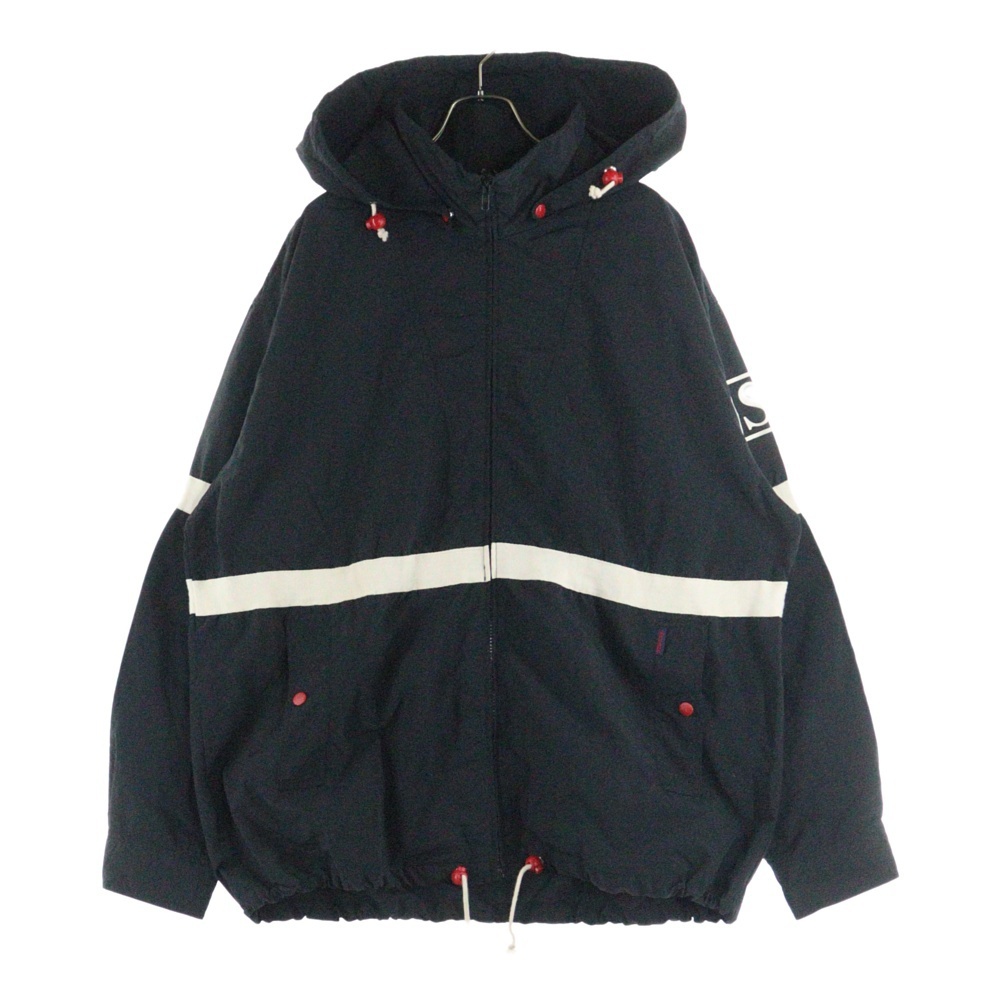 STUSSY ステューシー 90s OLD STUSSY オールドステューシー 紺タグ USA製 セーリング ナイロンジャケット ブルゾン フーディー ブラック拍卖