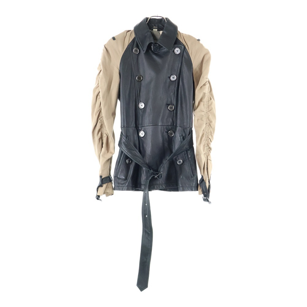 バーバリー ブリット レザー切り替え ラグランスリーブ トレンチ ジャケット ショート コート ブラック/ベージュ レディース 3763127拍卖