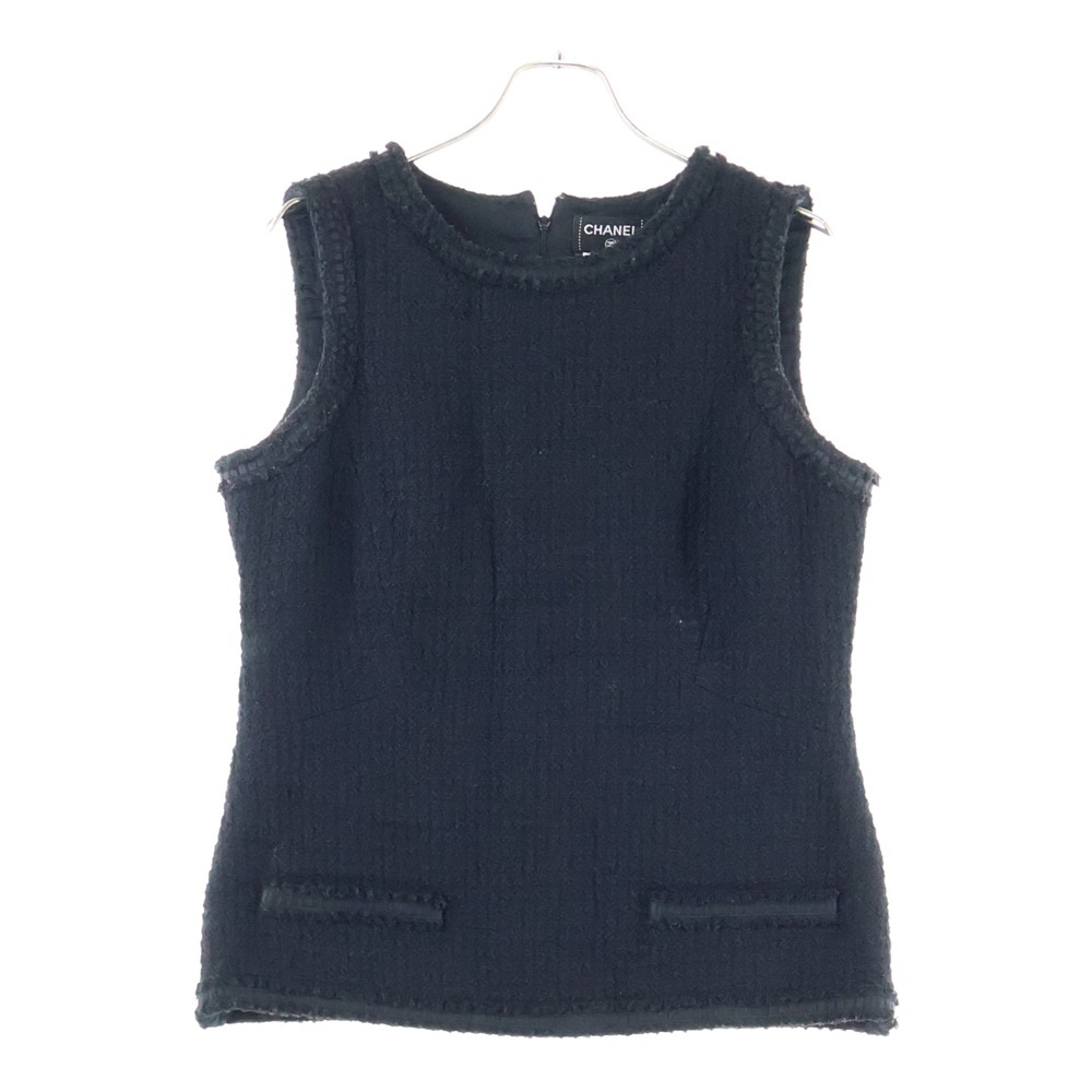 CHANEL シャネル ココマーク 裏地シルクツイードノースリーブシャツ ベスト レディース ブラック レディース P36818V21982拍卖