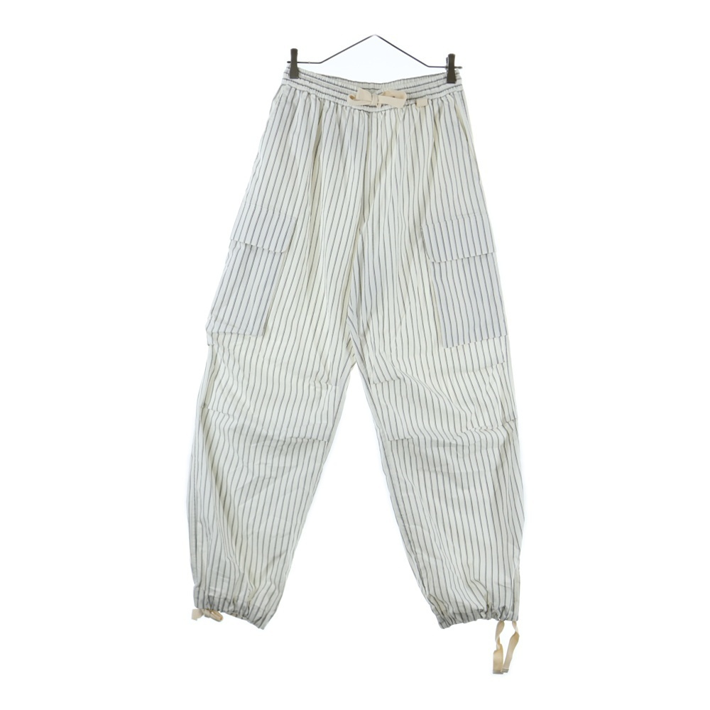 NO BRAND ノーブランド Cargo Silk Pants シルク混 コットン カーゴパンツ ホワイト 2312-WOW-FSS0004拍卖
