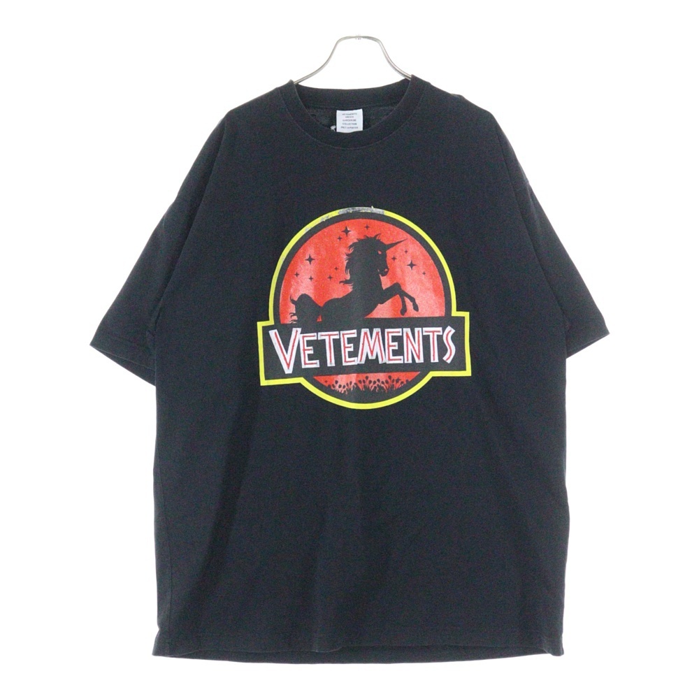 VETEMENTS ヴェトモン 21AW ワイルドユニコーン ジュラシックロゴ プリント 半袖Tシャツ カットソー ブラック UA52TR320B拍卖