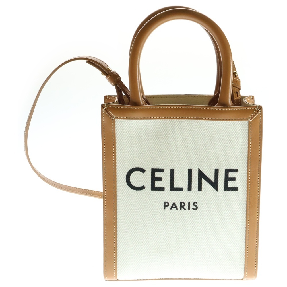 CELINE セリーヌ バーティカルカバ キャンバス 2WAY ハンドバッグ ショルダーバッグ ブラウン 193302BNZ拍卖