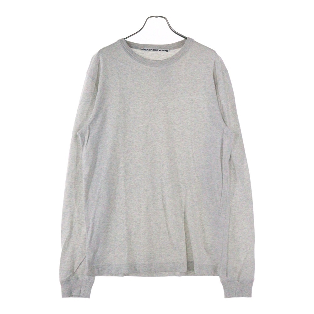 ALEXANDER WANG アレキサンダーワン フロントワンポイントロゴプリント クルーネック長袖Tシャツカットソー ロンT グレー UCC3211013拍卖