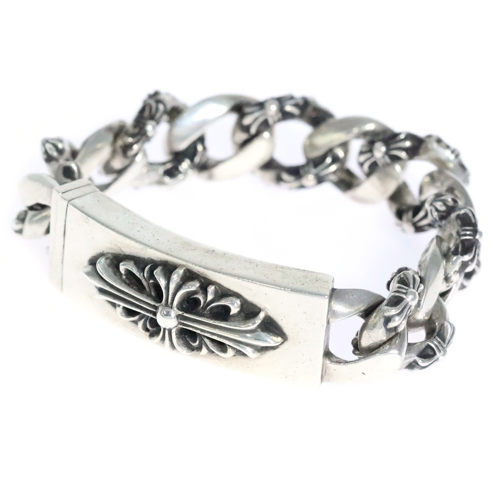 CHROME HEARTS クロムハーツ ID FLORAL CRS フローラルクロスIDファンシーリンク ブレスレット 11LINK シルバー拍卖