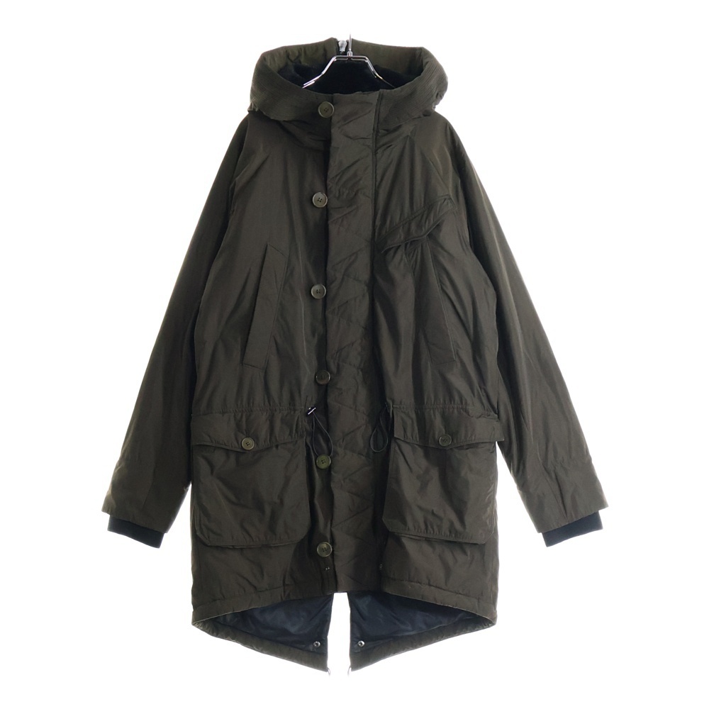 DIESEL BLACK GOLD ディーゼルブラックゴールド インナーキルティング ジップアップ フーデット中綿ロングジャケット カーキー拍卖