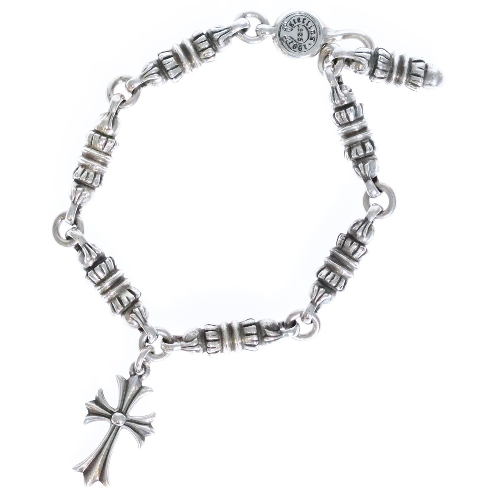 CHROME HEARTS クロムハーツ BARREL バレルリンク w/タイニーCHクロスチャーム ブレスレット オールド シルバー拍卖