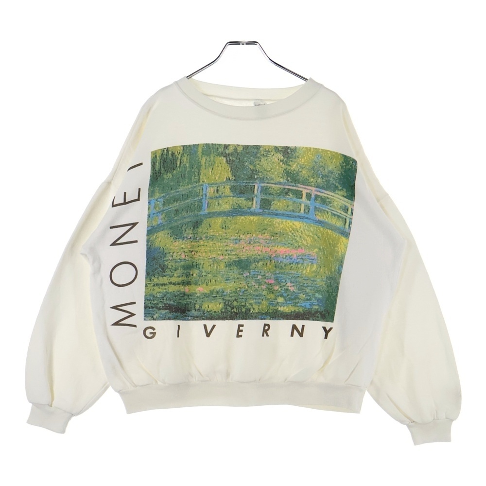 VINTAGE ヴィンテージ 90s MONET GIVERNY ALMA MATER OARIS モネ 睡蓮の池 日本の橋 スウェット ホワイト拍卖