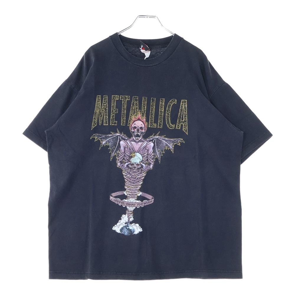 VINTAGE ヴィンテージ 90s METALLICA PUSHEAD KING NOTHING GIANT 両面プリント 半袖Tシャツ カットソー ブラック拍卖