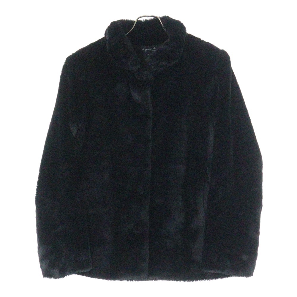 agnes b. アニエスベー ファー ボタンフライ ジャケット ブルゾン ブラック拍卖
